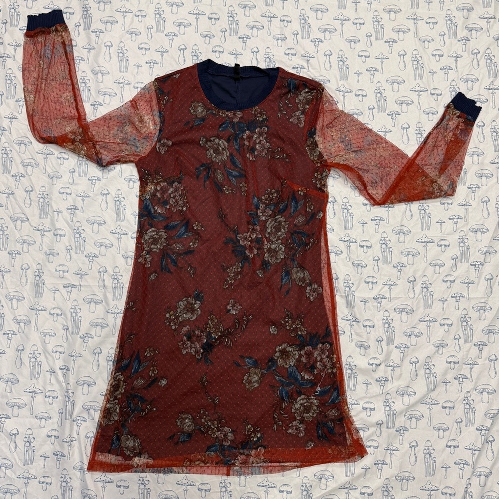 Bebop Sheer Maroon Floral Dress